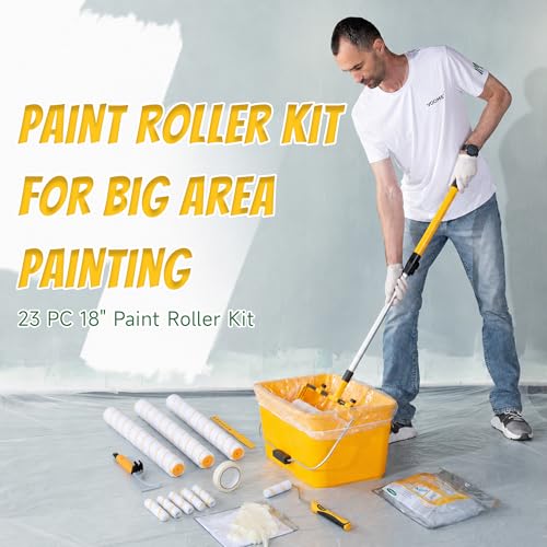 VOOMEY 18 Inch Paint Roller Kit, 23 Pcs Professional Large Painting Kit - size: 23pc