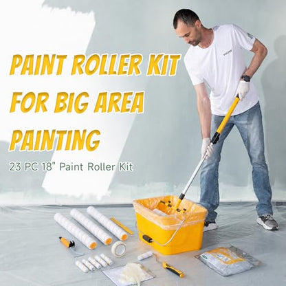 VOOMEY 18 Inch Paint Roller Kit, 23 Pcs Professional Large Painting Kit - size: 23pc