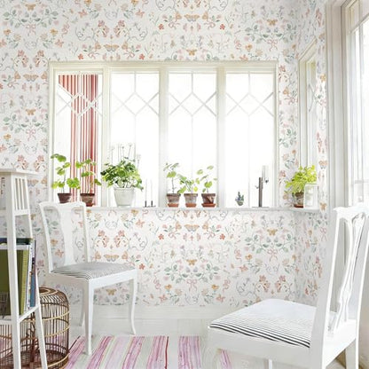 Peel and Stick Wallpaper for Nursery White Cute Bow Leaf Waterproof - color: White, size: 17.3" x 196"