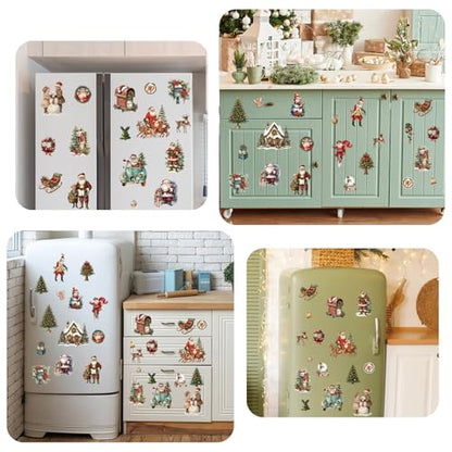 Whaline 12 Sheets Christmas Rub on Transfer for Crafts Rub on Transfer Stickers Vintage Santa Snowman Xmas Tree Furniture Decals for Home Office Classroom Party DIY Crafts, 5.5 x 5.5 Inch - style: Vintage Christmas