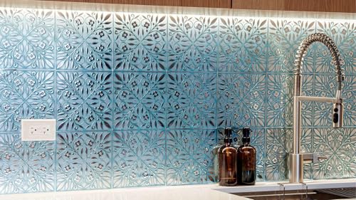 Main Street Peel and Stick Wallpaper Tiles, Teal & Silver Leaves, 24-Pack - style: Teal and Silver Leaves