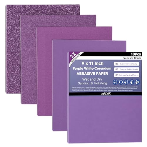 10-Sheet Premium White Corundum Wet Dry Sand Paper Assortment Pack - size: 9 x 11 Inch, style: MixGrit-10Pcs