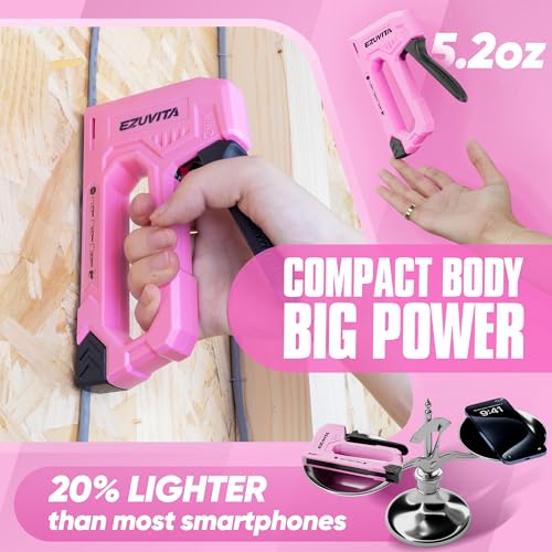 Light Duty Staple Gun for Wood, Pink Upholstery Staple Gun Kit - color: Pink