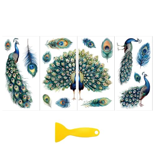 Peacoblue Vintage Peacock Rub On Transfers for Furniture Craft 6"x12" - style: Vintage Peacock Feathers