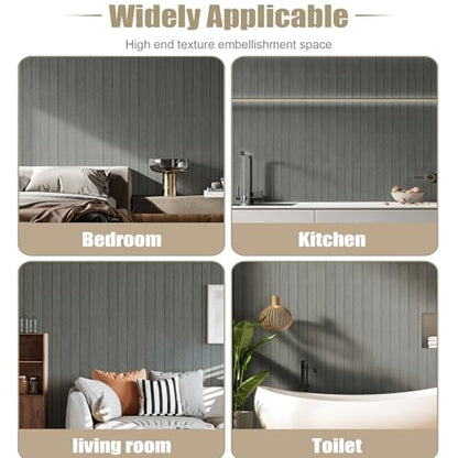 Thick Wood Slat Wall Panels, Modern 3D Peel and Stick, 15.75"x118" Self-Adhesive Accent Wall with Sound Dampening for TV Wall and Ceiling, Bedroom, Home Office, Dark Grey, 13 Sq Ft - color: Dark Grey