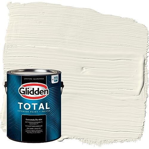 Glidden Total Interior Wall Paint & Primer All-in-One, Enduring Ice/Off-White, Eggshell, 1 Gallon - color: Enduring Ice, size: 128 Fl Oz (Pack of 1)