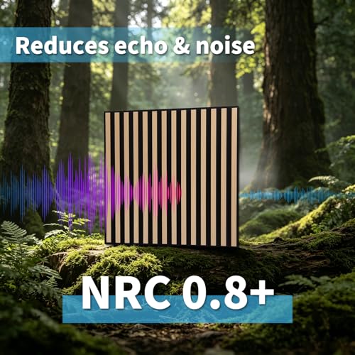Art3d 6-Pack Acoustic Wood Slat Panel & Ceiling Tile, 2 x 2 ft, Natural Oak - color: Natural Oak, size: 24 x 24 inch