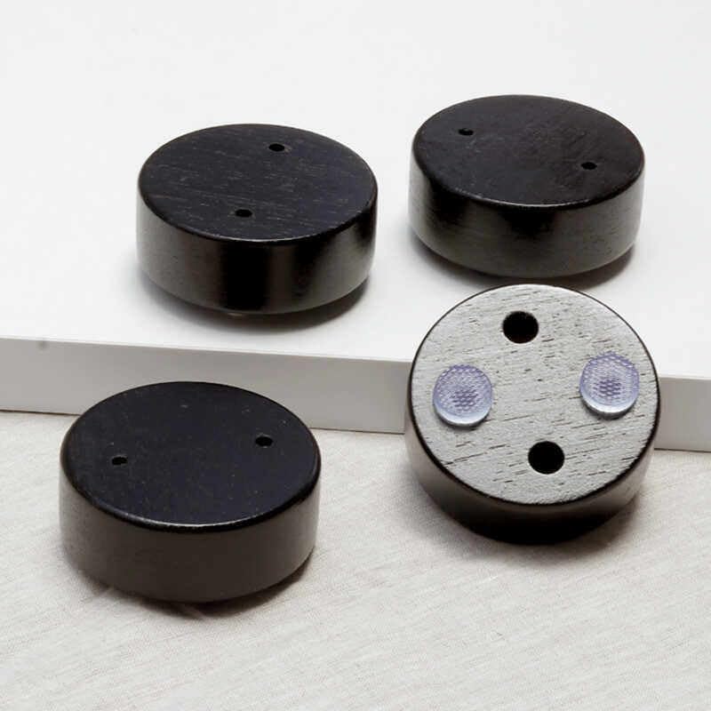 1" Wood Bun Feet for Furniture, Black Short Small Wooden Legs Riser Set of 4- Add 1 Inch Height & Steady Support