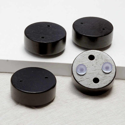 1" Wood Bun Feet for Furniture, Black Short Small Wooden Legs Riser Set of 4- Add 1 Inch Height & Steady Support