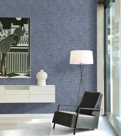 Denim Blue Grasscloth Peel and Stick Wallpaper 15.7inch x 118.1inch - color: Denim Blue, size: 15.7"W x 118.1"L