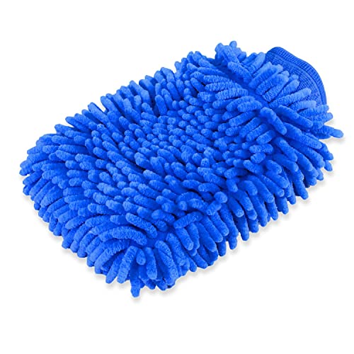 House Cleaning and Car Wash Mitts, Home Dusting Microfiber Gloves, Washing Clean Polish Faster (2-Pack, Blue) - color: Blue