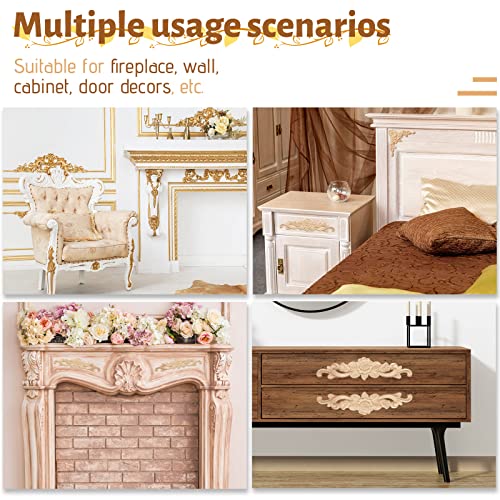 Yalikop 5 Pcs Wood Appliques and Onlay for Furniture, Small Size, Flower - color: Flower, size: Small Size