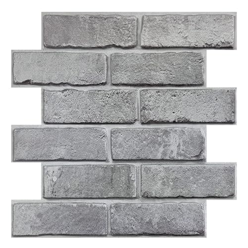 COMSTICKC 3D Peel and Stick Faux Brick Wall Panels for Quick DIY Wall Decor - color: Gray