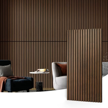 Art3d 2-Pack 3D Fluted Wood Sound Absorbing Slat Wall Panel, Dark Walnut - color: Dark Walnut, size: 2pcs - 47.2＊23.6in.