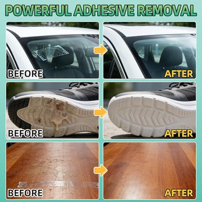 Adhesive Remover Kit, Sticker Remover Spray for Cars, Floor, Windows, Surface-Safe Glue Remover with Plastic Scraper – Quickly Removes Decals, Tape Residue, Gum, Tar and Grease