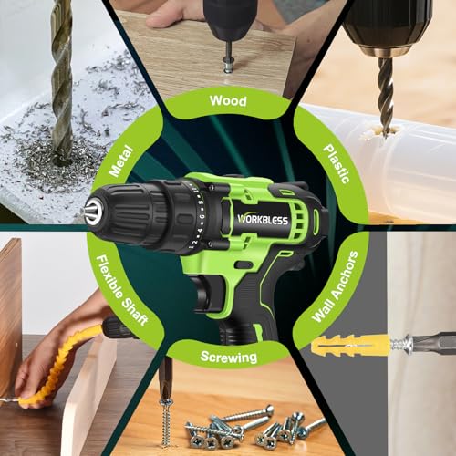21V Cordless Drill Set with Battery Charger(Green & 1 Battery) - color: Green -1 Battery