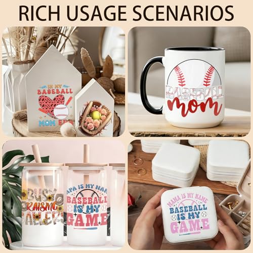 2 Sheets Rub on Transfers for Crafts, Baseball Furniture Transfers for Wood, Glass, Plastic & Ceramics, Decorative Decals - style: Baseball quotes