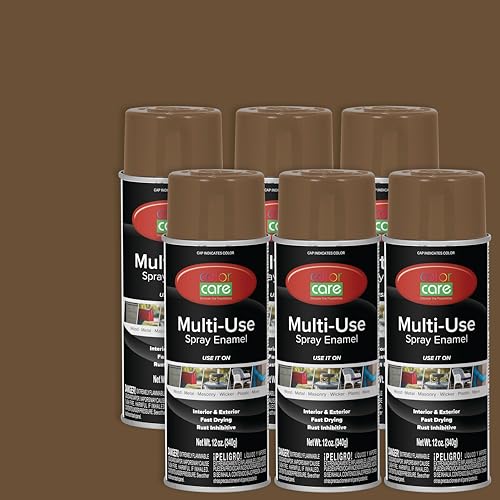 Spray Paint, 12 oz, 6-Pack (Gloss Brown) – All-Purpose, Indoor & Outdoor, Rust Resistant, for Wood, Metal, Plastic & Masonry - color: Brown