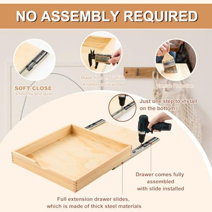 Menkxi 2 Set Solid Wood Pull Out Tray Cabinet Organizer with Reinforced Bottom Base 20 x 21'' Soft Close Kitchen Storage Drawer Retrofit for Base Cabinets Heavy Duty Slide Out Shelf for Pots Pans