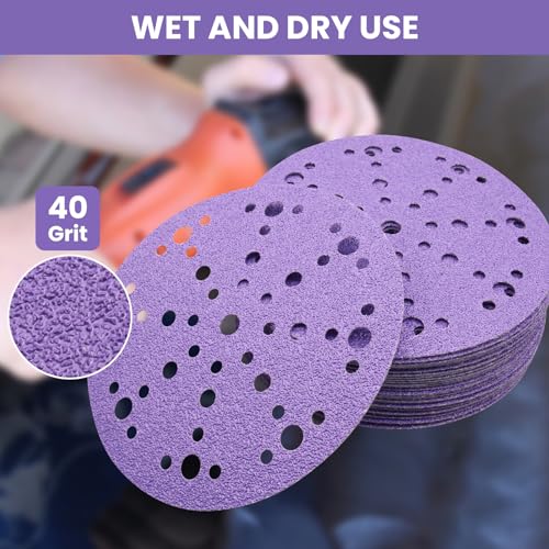 6 Inch 49 Hole Sanding Discs Hook and Loop, 40 Grit, 30 Pack - style: 40 Grit