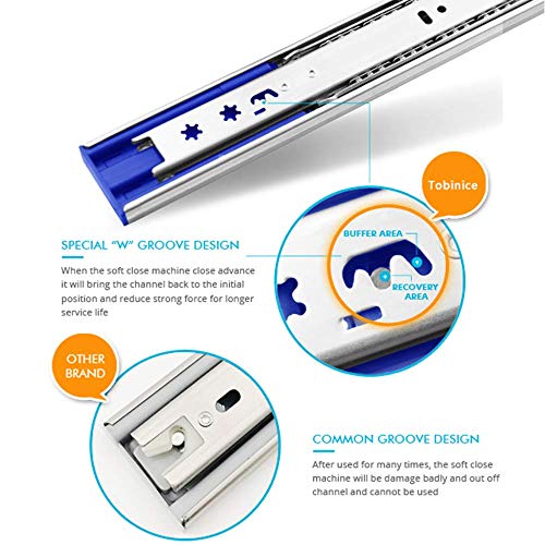 10 Pairs of 18 Inch Soft Close Full Extension Drawer Slides - size: 18 Inch