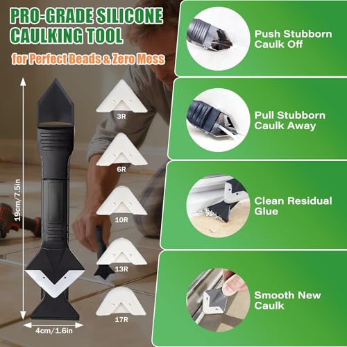 SHIELDOM Silicone Caulk White Silicone Sealant 100% Waterproof All Purpose Caulk & Seal with Caulking Tool Stronger Adhesion Shrink & Crack Proof for Kitchen, Window, Bath, Marine, Door 14oz/400ml - color: White