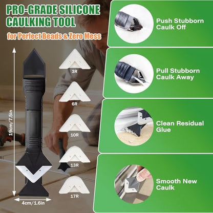 SHIELDOM Silicone Caulk White Silicone Sealant 100% Waterproof All Purpose Caulk & Seal with Caulking Tool Stronger Adhesion Shrink & Crack Proof for Kitchen, Window, Bath, Marine, Door 14oz/400ml - color: White