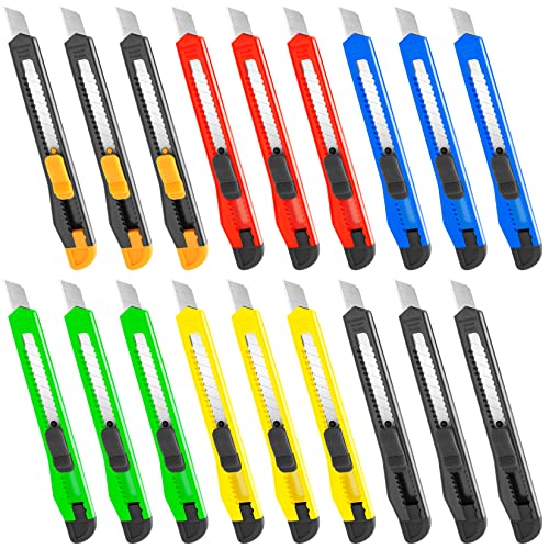 18 Pack Box Cutter Retractable, 9mm Razor Knife, Utility Knife - color: 18-multicolor