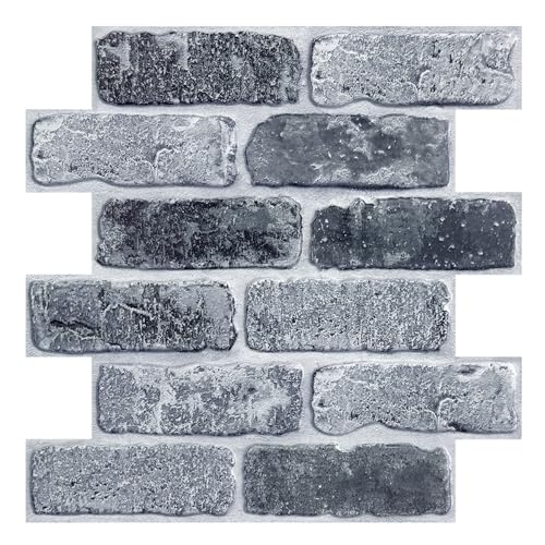 3D Peel and Stick Faux Brick Wall Panels 11.8" x 11.8" 10-Pack - color: SM-BRICK-X