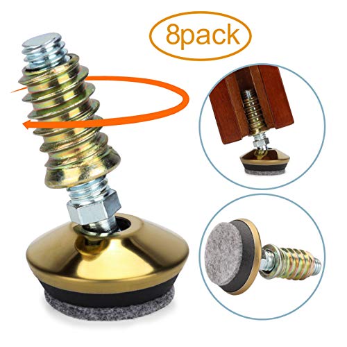 Swivel Furniture Levelers 3/8"-16 Thread with Felt Pads 8PK