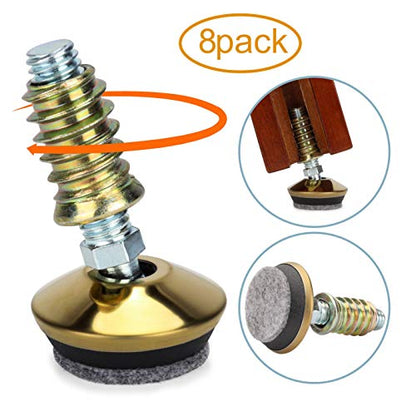 Swivel Furniture Levelers 3/8"-16 Thread with Felt Pads 8PK