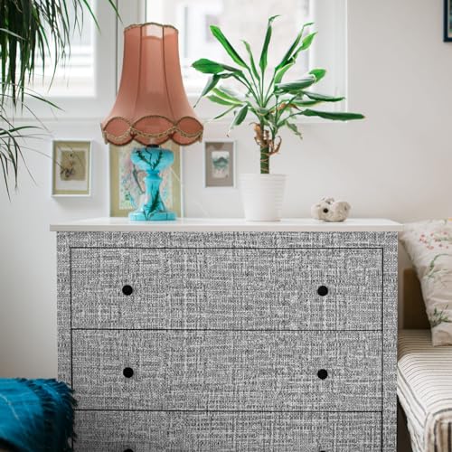 WADILE Grasscloth Peel and Stick Wallpaper 15.7in x 196.8in, Textured Contact Paper for Cabinets, Faux Linen Wall Paper Pull and Stick, Fabric Vinyl Wallpaper Self Adhesive Dark Gray - color: Dark Gray, size: 15.7" x 196.8"
