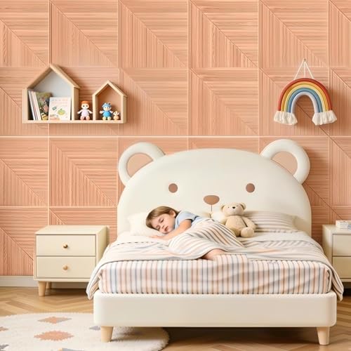 6 Pack Acoustic Wall Panels 23.6" Self-Adhesive Wood Grain Sound Panels - color: Diamond weave light color