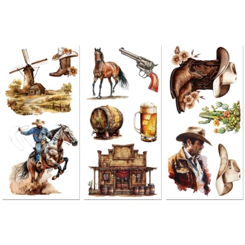 Peacoblue Handsome West Cowboy Rub On Transfers for Furniture Craft 6"x12" - style: Handsome West Cowboy