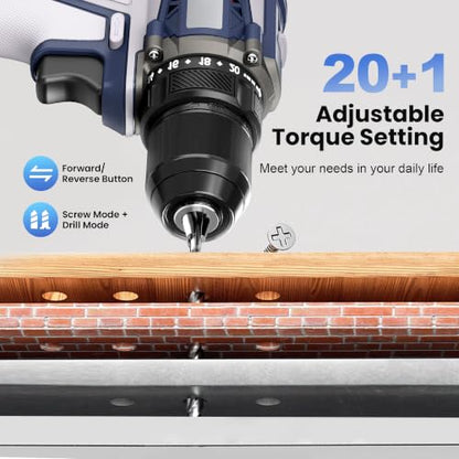 20V Max Brushless Cordless Drill Kit, 70 N·m, 3/8-Inch Keyless Chuck - color: Grau 1