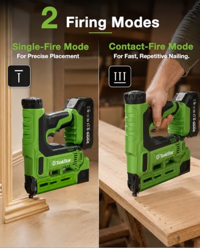 TaskStar 18-Gauge Cordless Brad Nailer: 20V 2-in-1 Electric Nail Gun with 2 Batteries, 1000pcs Nails & Staples, Adjustable Depth Staple Gun for Wood, Drywall, Upholstery & DIY Projects
