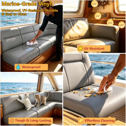 CDY Marine Vinyl Upholstery Fabric: 54"x72" Soft Grain Faux Leather Durable - color: Gray, size: 2Yard（54"x72"）