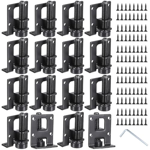OwnMy Black Adjustable Leveling Feet L Shaped Furniture Levelers Legs 16PCS