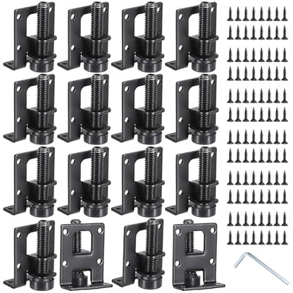 OwnMy Black Adjustable Leveling Feet L Shaped Furniture Levelers Legs 16PCS