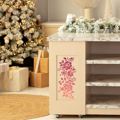 AFRITEE Floral Stencils for Crafts Reusable - 8 Pcs Large Texture Painting Stencils for Wood Furniture Decor, Butterfly Notes Painting Template for DIY Clothes Diary Canvas Creative Decoration - style: Texture