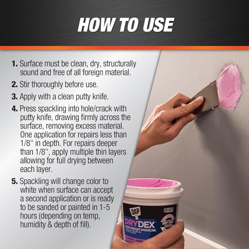 DAP DryDex Dry Time Indicator Spackling, Pink/White, 8 Oz (7079812328)