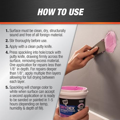 DAP DryDex Dry Time Indicator Spackling, Pink/White, 8 Oz (7079812328)