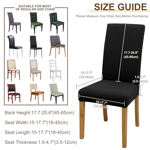 Dining Chair Covers, Dining Room Chair Cover Set of 6 - color: Milk Silk Black, size: 6