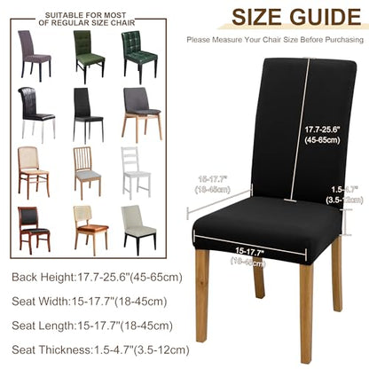 Dining Chair Covers, Dining Room Chair Cover Set of 6 - color: Milk Silk Black, size: 6