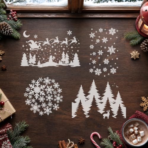 AFRITEE Christmas Stencils for Craft Reusable Snowflake Template for Window - style: Snowflake