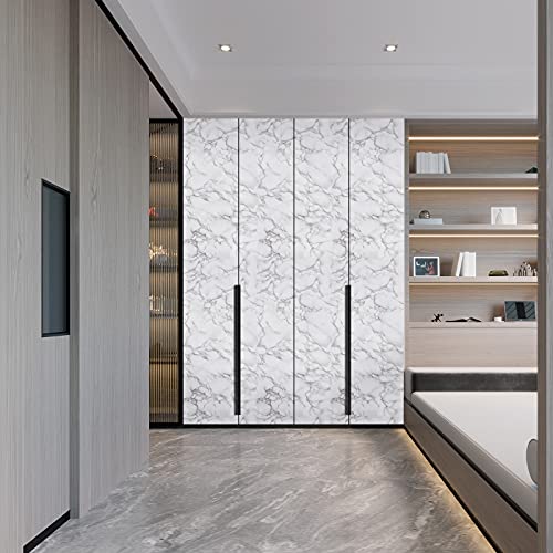 Caltero Marble Contact Paper 24" x 118" White Grey Marble Wallpaper Peel and Stick Glossy Marble Contact Paper Self Adhesive Contact Paper for Countertop Kitchen Cabinets Bathroom - color: White/Grey, size: 118" x 24"