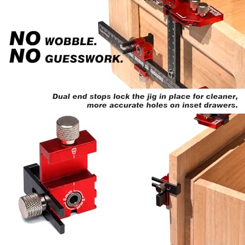 Cabinet Hardware Jig Tool Drawer Pull Jig Cabinet Handle Template Tool Jig - color: Red-gray
