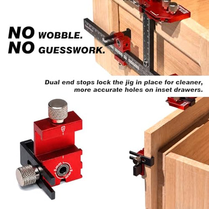 Cabinet Hardware Jig Tool Drawer Pull Jig Cabinet Handle Template Tool Jig - color: Red-gray