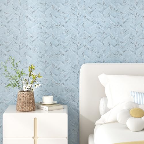Wallercity Light Blue Twill Grasscloth Peel and Stick Wallpaper Removable Fabric Grass Cloth Wallpaper Self Adhesive Twill Cloth Contact Paper for Cabinets Shelf Waterproof Vinyl Paper 15.8''x78.7'' - color: Light Blue Twill, size: 15.8" x 78.7"