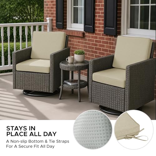Outdoor Chair Cushions Set of 4, 22 x 22 Inch, Beige, Deep Seat - color: Beige, size: 22" x 22" 4 Pack